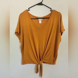 H&M Tie Crop Top Tee, Medium, Burnt Orange
